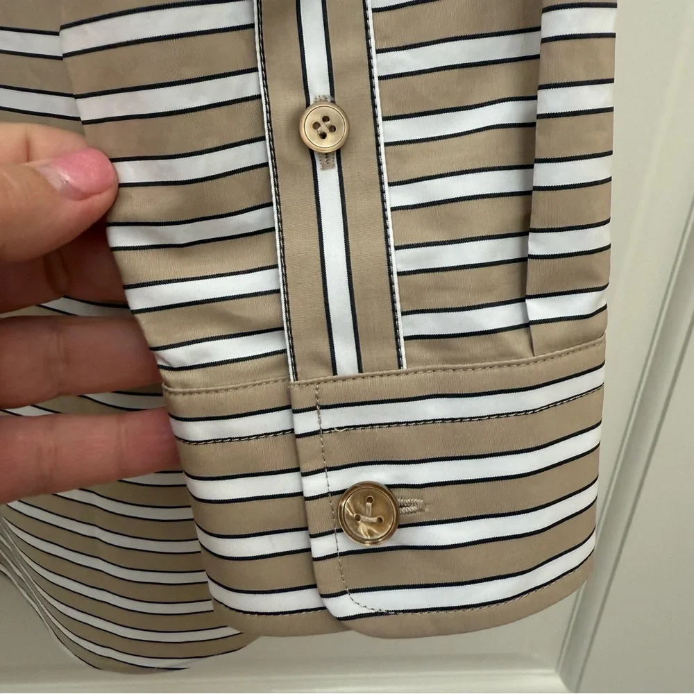 NWT Lafayette 148 New York Oversize Stripe Cotton Button-Up Shirt - Picture 14 of 16